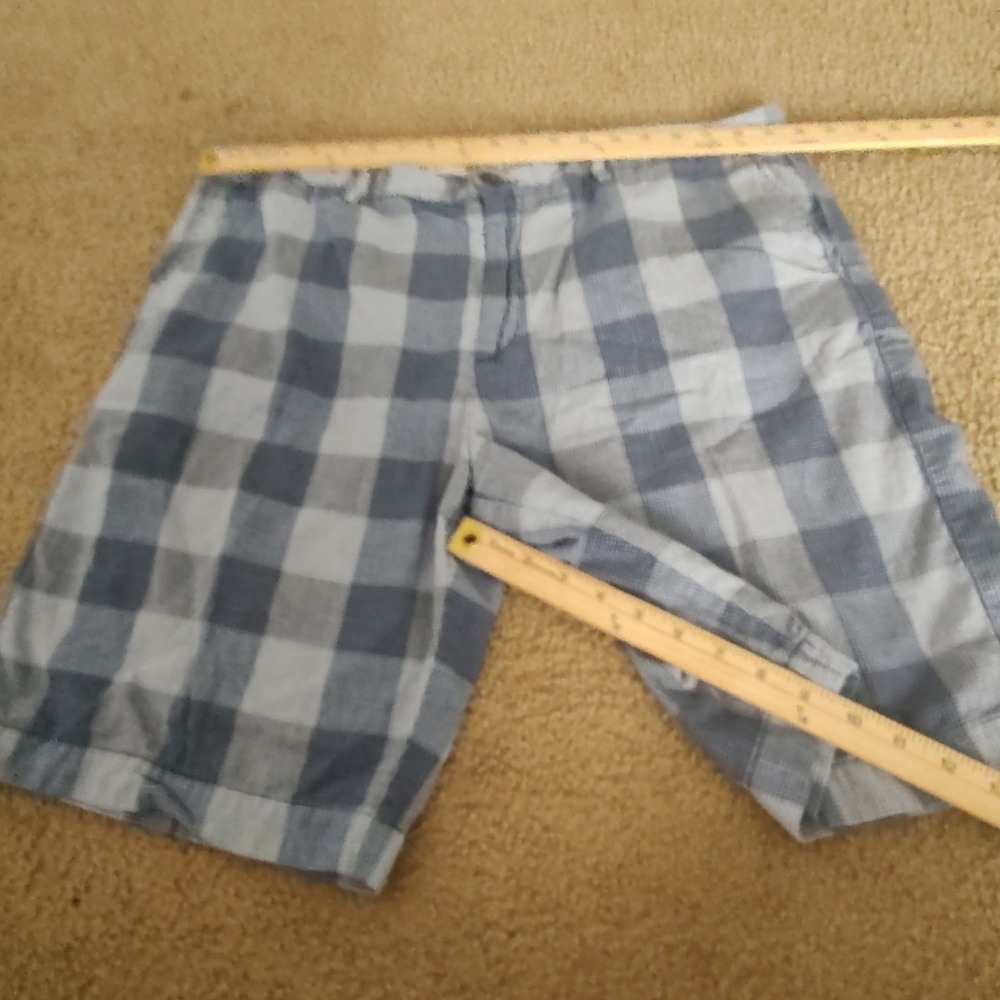 Tommy Bahama Plaid Shorts Mens 40 Blue Excellent Cotton Buffalo Check Flat Front